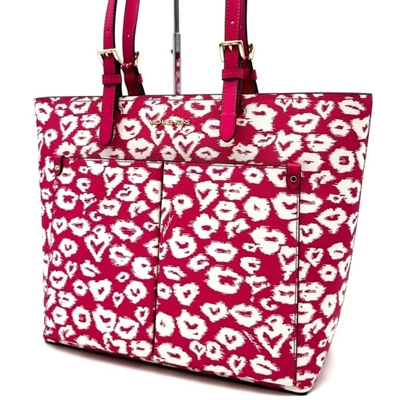 Michael Kors Jet Set Medium Pocket Tote Bag Electric Pink Multi - Picture 2 of 11